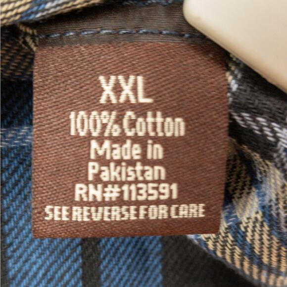 Mountain Ridge Flannel Men's 2XL Button Down Long Sleeve Plaid Blue Black White - Picture 9 of 12